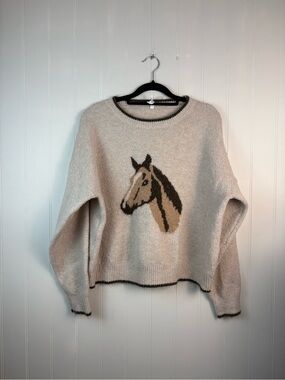 Dreamers Horse Graphic Knit Sweater Western Cottagecore Cozy L